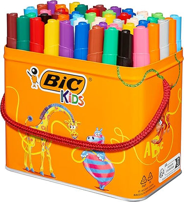 BIC Kids Rotuladores Lavables para Niños, Óptimo para Material Escolar, Visacolor XL, Punta Gruesa, Con Etiqueta Ecológica, Multicolor, 48 Unidad ( Paquete de 1)